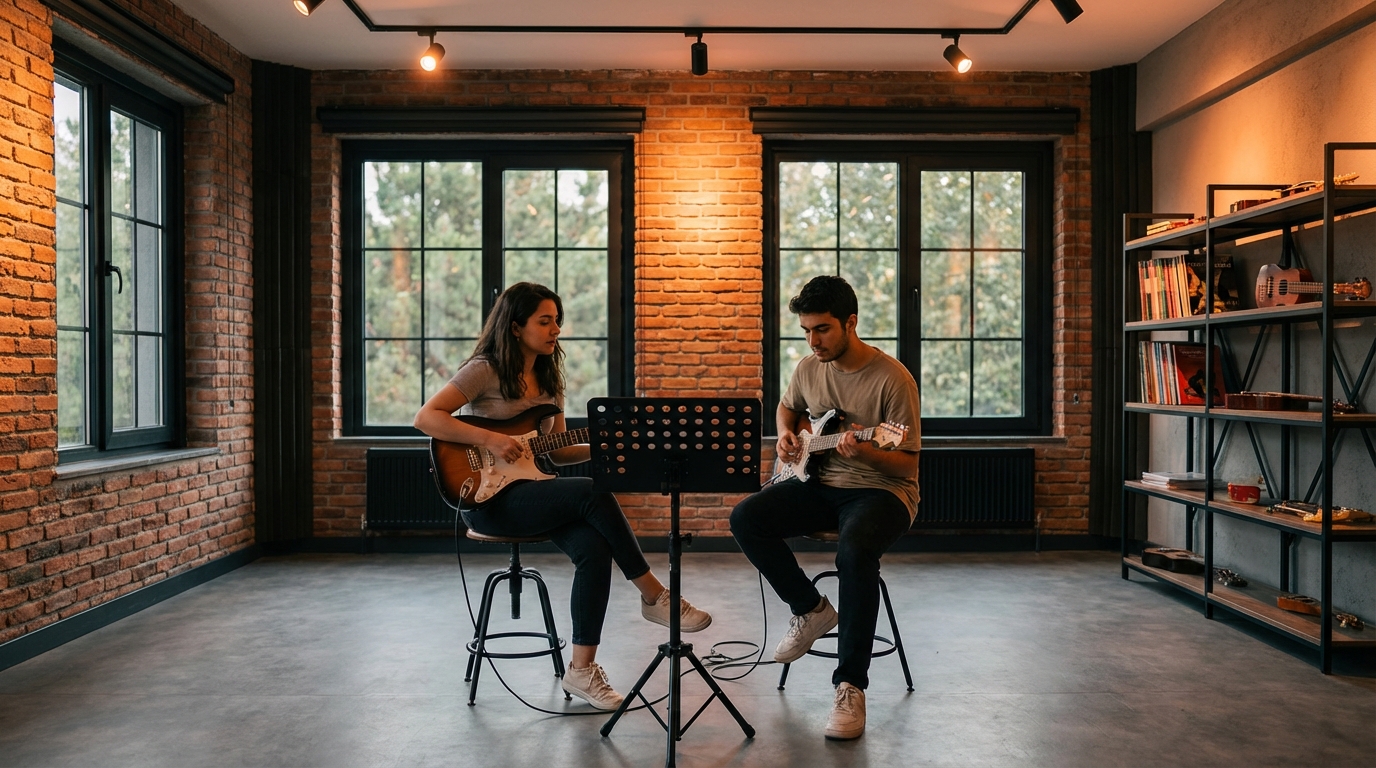 Gitarda ilk ne öğrenilir sorusuna yanıt arayan öğrenciler için temel parmak egzersizleri.